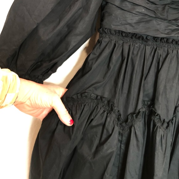 Ulla Johnson Caprice Poplin Off the Shoulder Midi Dress Noir Black Size 2 NEW - Picture 8 of 16